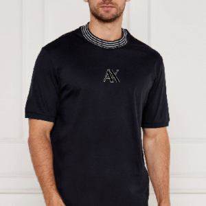 Regular fit T-shirt with striped crew neck in ASV cotton