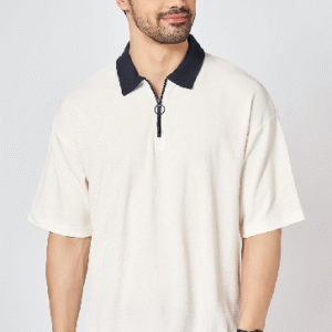 White Plain Oversized Polo T-shirt
