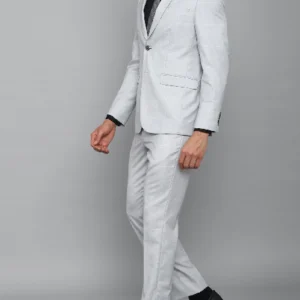 Grey Solid Three Piece Suit