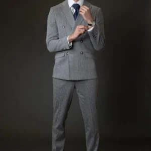 Peak Lapel Button Closure Double Breasted Houndstooth Check Suits