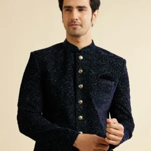 Men’s Sapphire Blue Ogee Patterned Suit