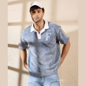 Men’s Washed Oversized Polo T-shirt