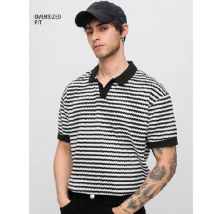 Men Striped Polo Neck Cotton Blend Multicolor T-Shirt