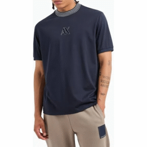 Regular fit T-shirt with striped crew neck in ASV cotton